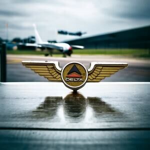 Vintage Delta Airline Wings Pin Pinback Aviation Stoffel Seals Tuckahoe New York